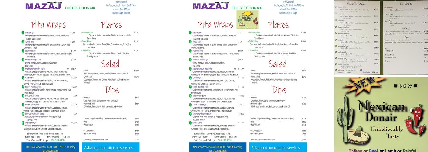 Mazaj Best Donair Menu