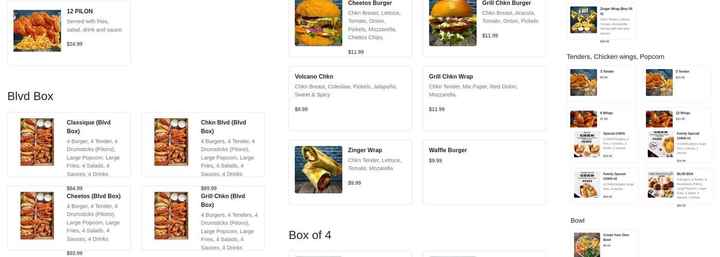 CHKN BLVD Menu