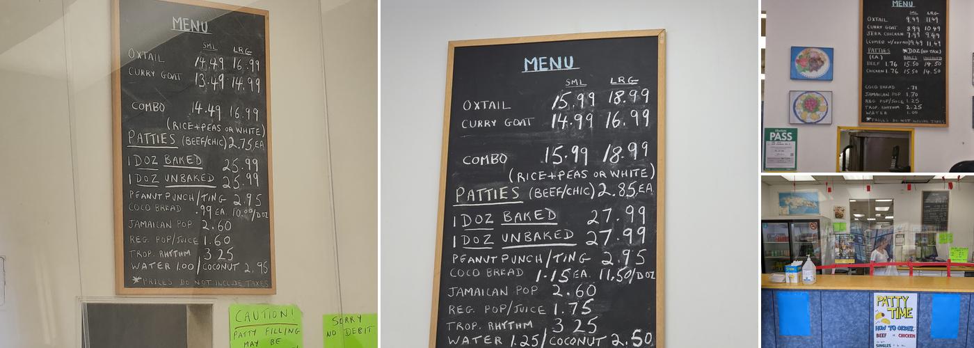 Patty Time Menu