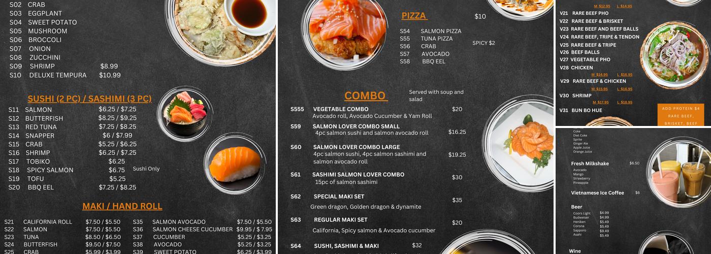 Wind pho Menu