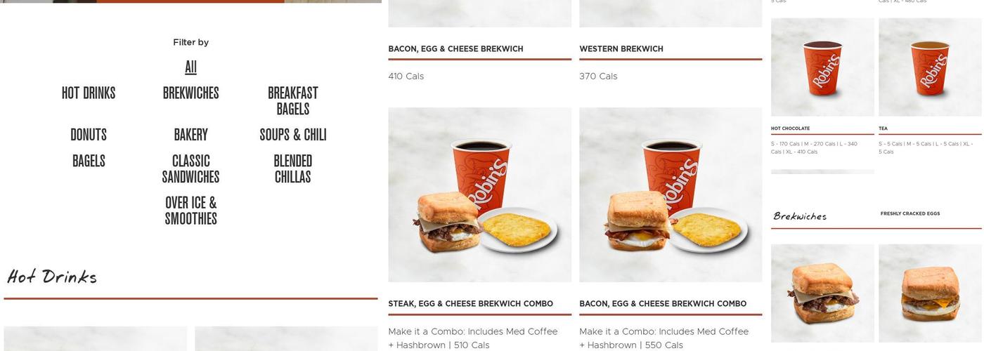 Robins Donuts Menu
