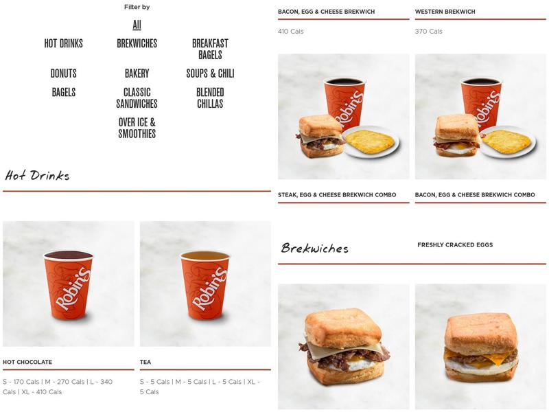 Robins Donuts Menu