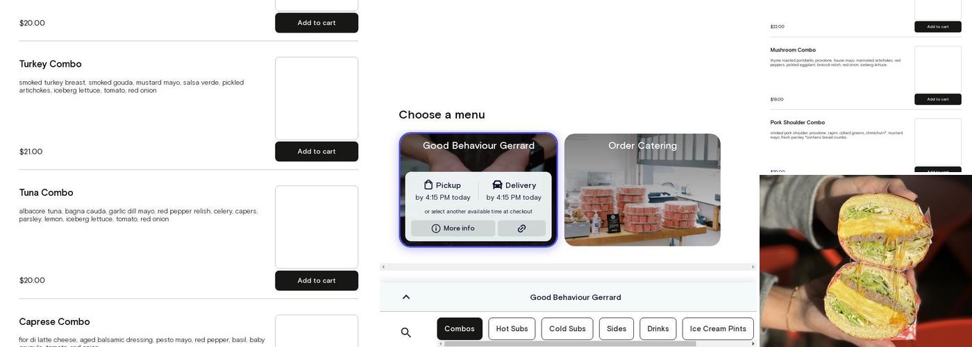 Good Behaviour Menu