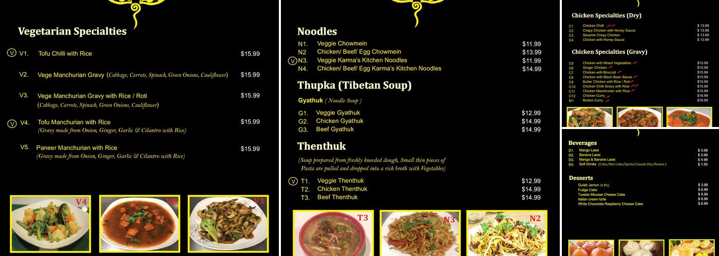Karma's Kitchen Inc. Menu