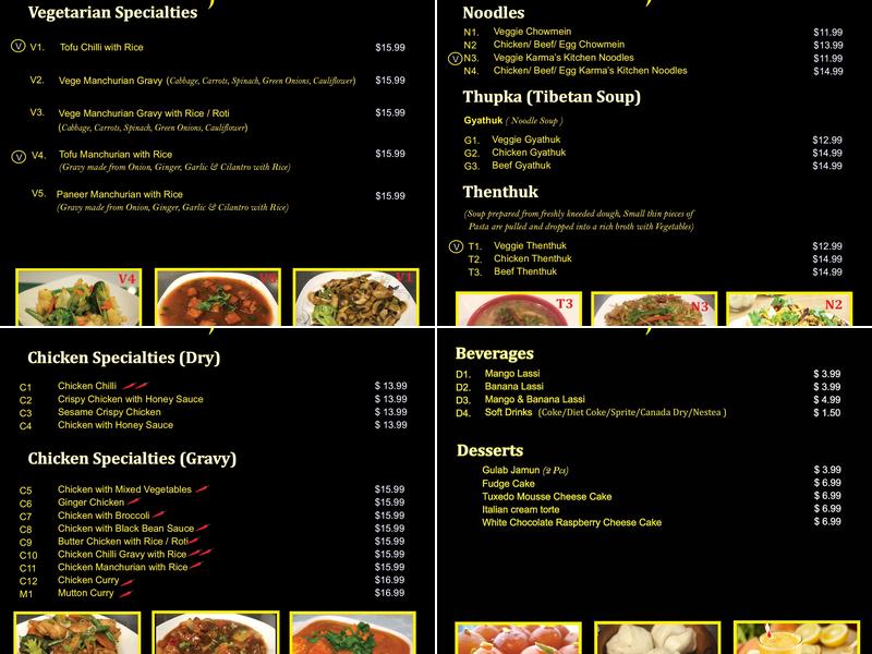 Karma's Kitchen Inc. Menu