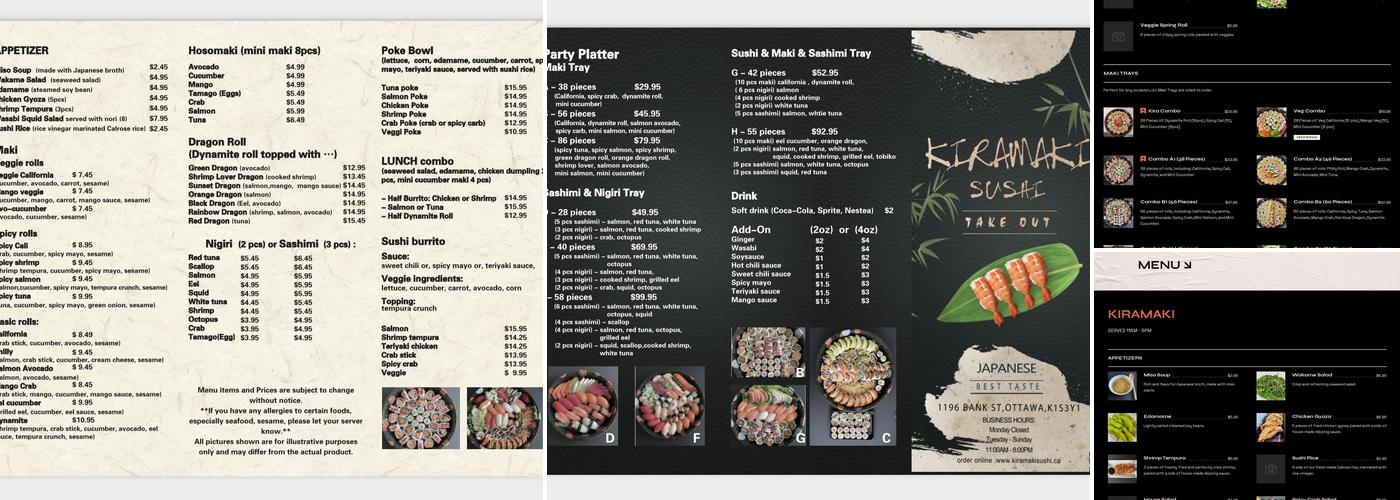 Kiramaki Sushi Menu