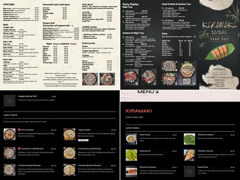 Kiramaki Sushi Menu