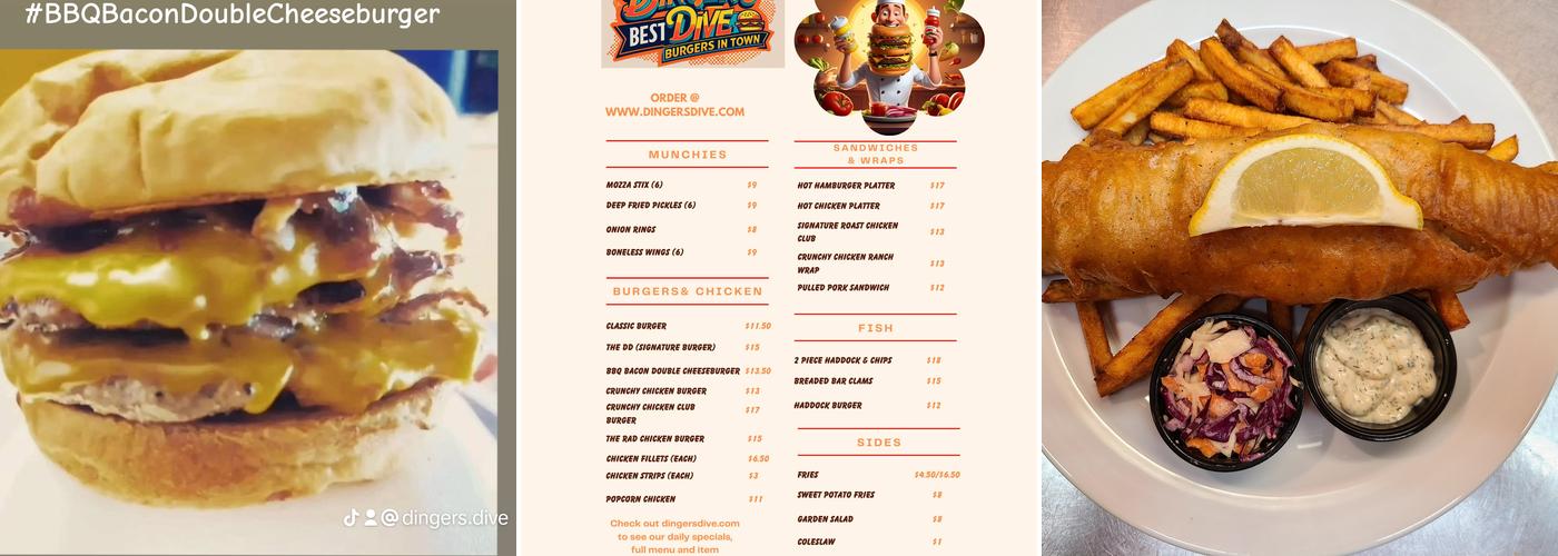 Dingers Dive Menu