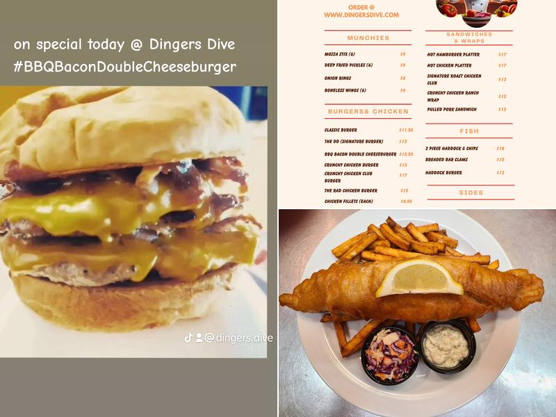 Dingers Dive Menu