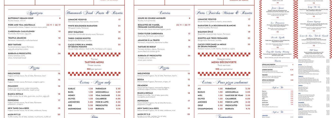 Fugazzi Pizza Presto (Hochelaga) Menu