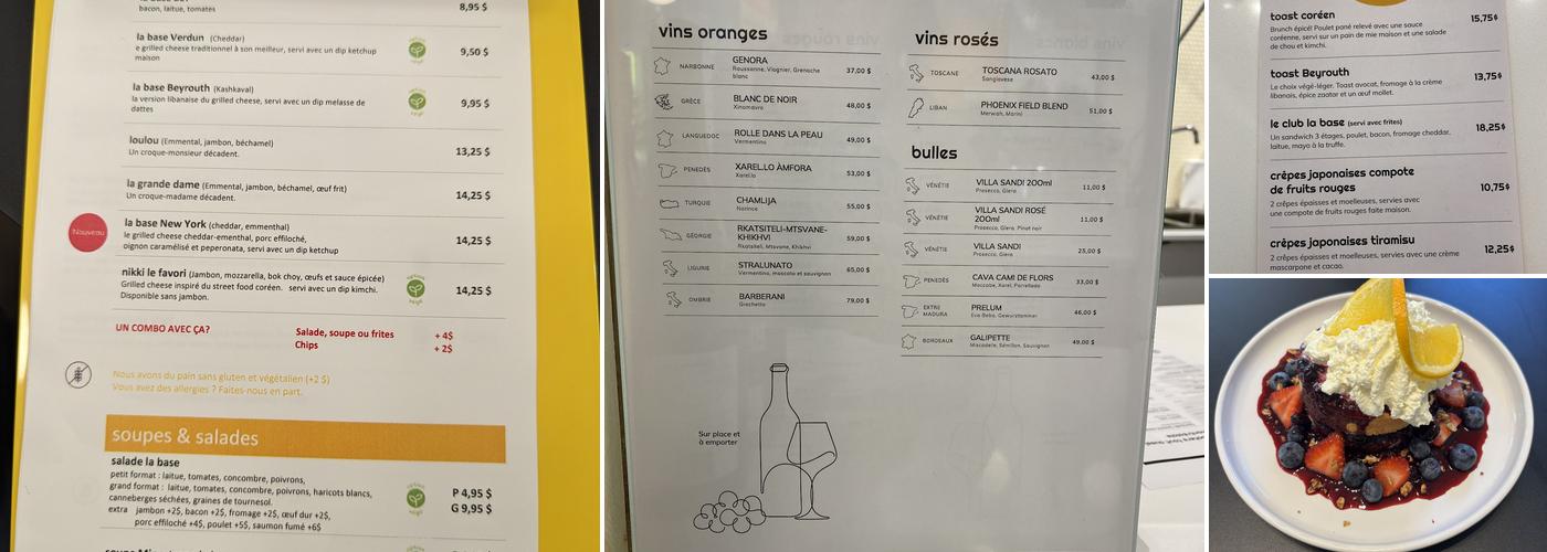 La Base Café Buvette Menu
