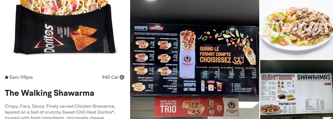 Osmow's Shawarma Menu