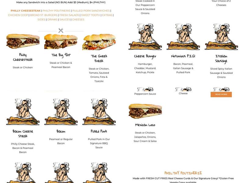 Philthy Philly's Menu