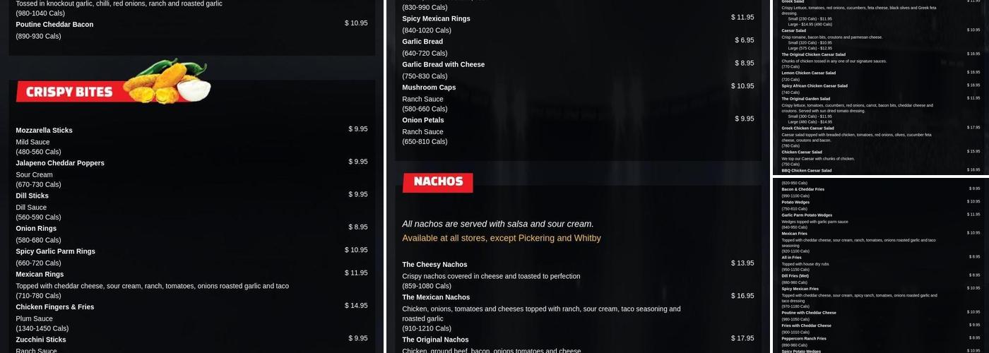 Wing House Bobcaygeon Menu