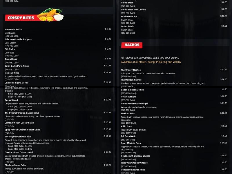 Wing House Bobcaygeon Menu