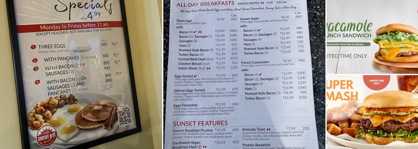 Sunset Grill Menu