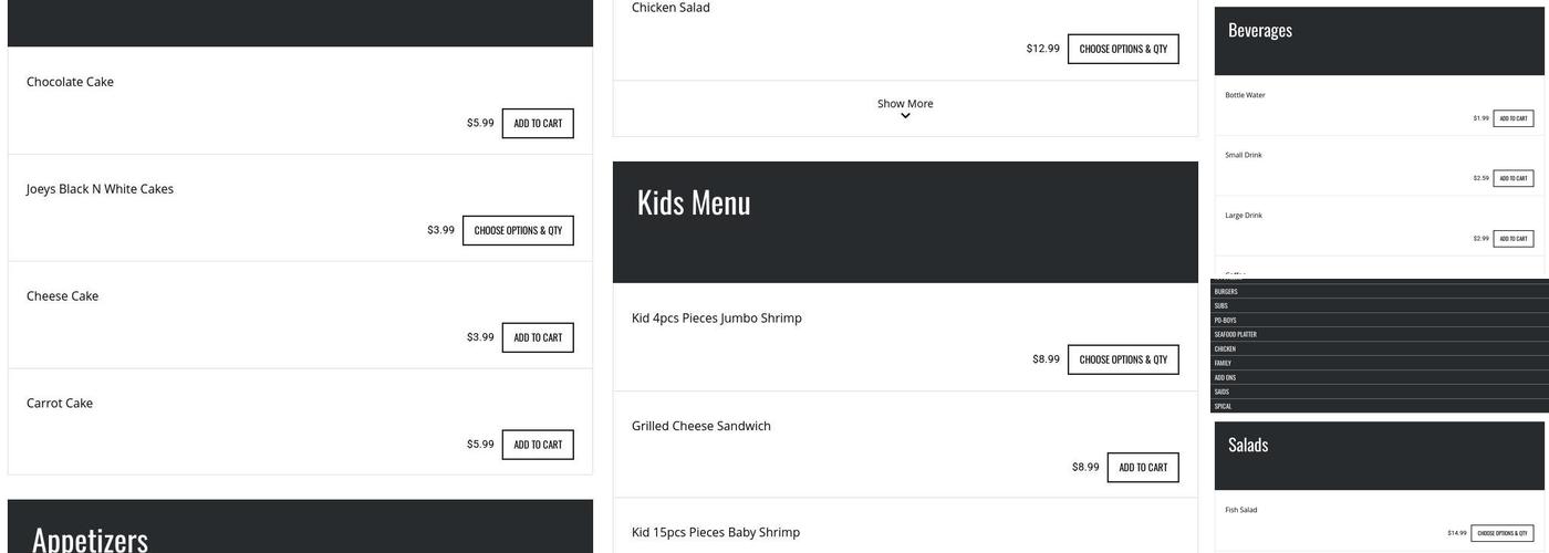 Fish Frenzy Seafood Menu