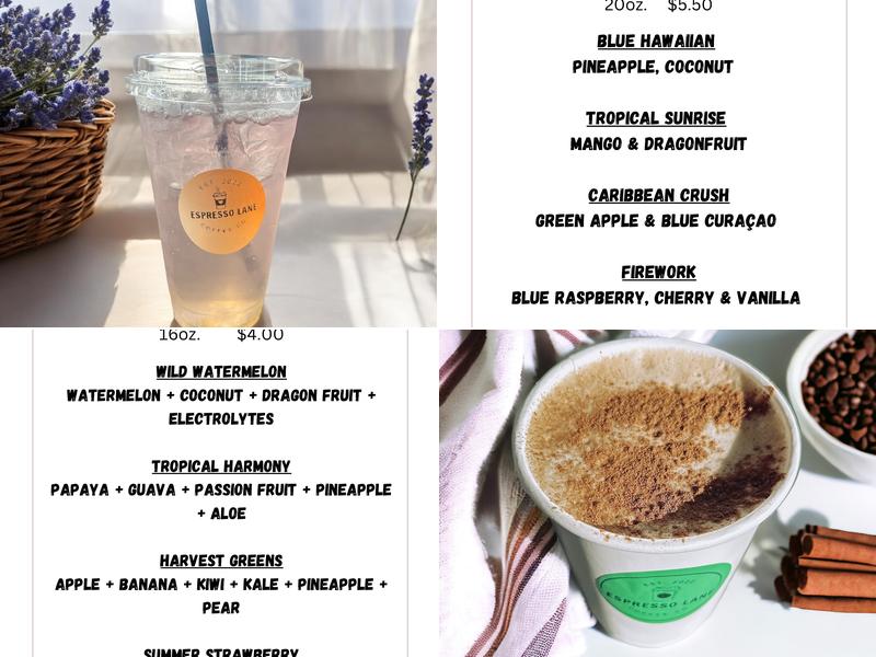 Espresso Lane Coffee Co. Menu