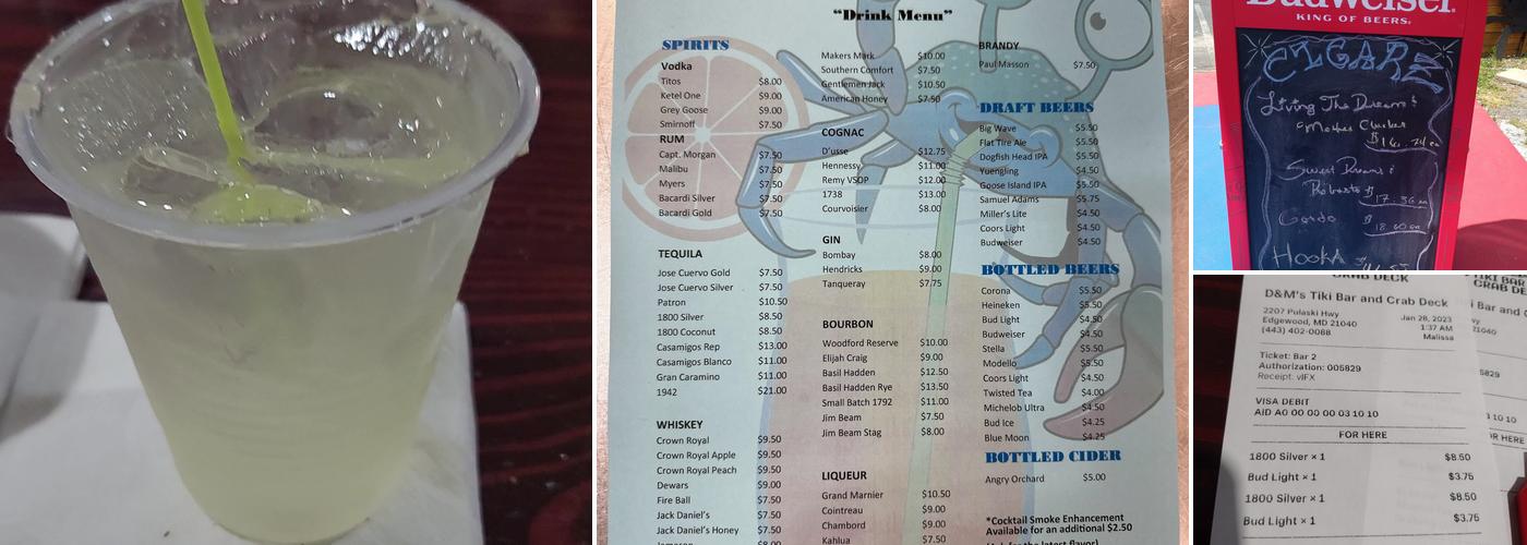 D&M's Tiki Bar and Crab Deck Menu