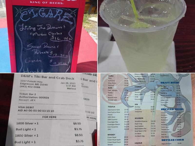 D&M's Tiki Bar and Crab Deck Menu