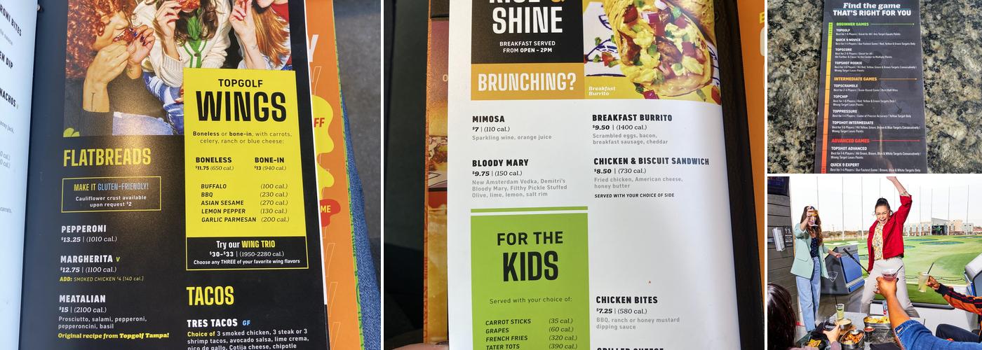 Topgolf Menu