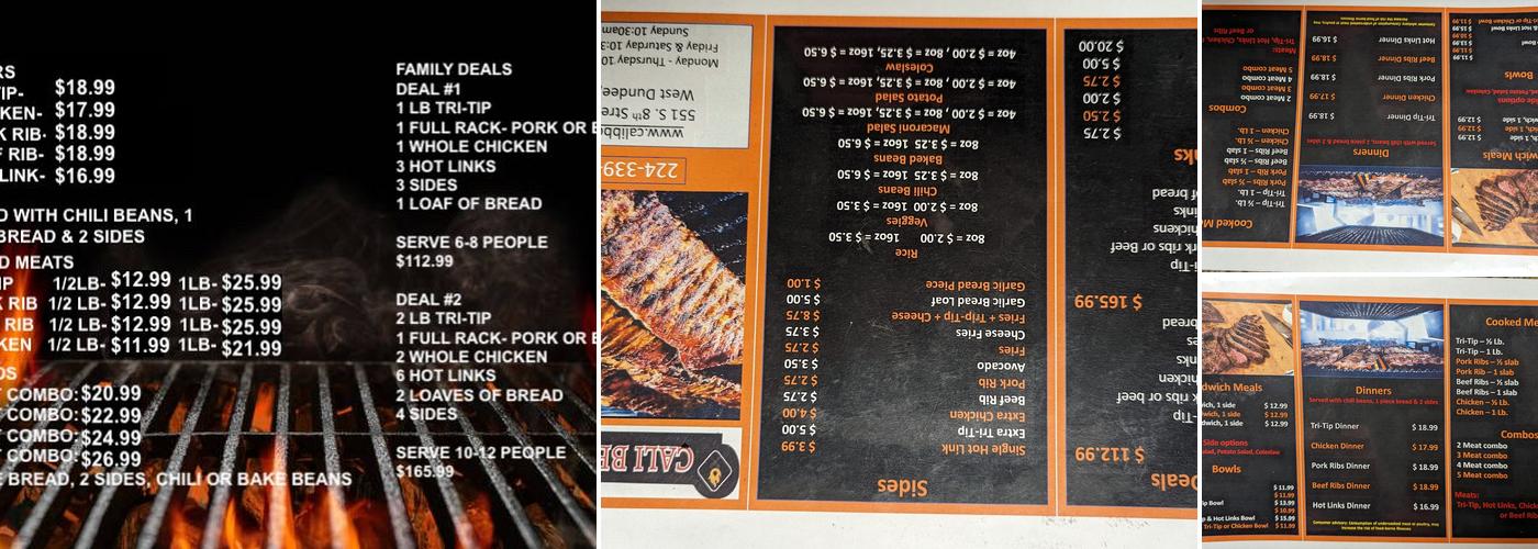 Cali BBQ IL Menu