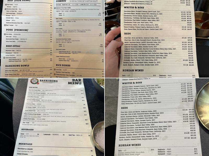 Baekjeong San Jose Menu