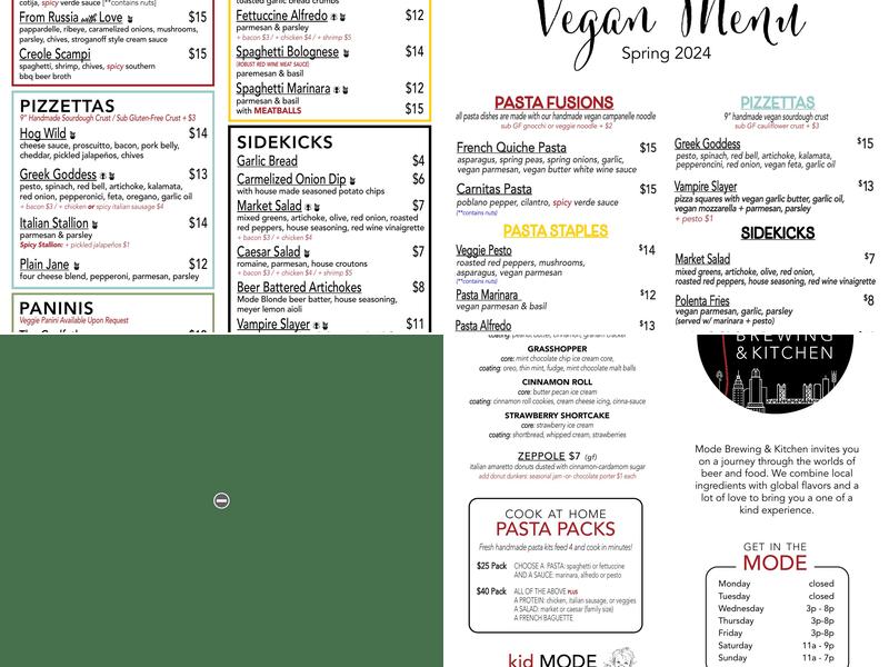 Mode Brewing + Kitchen Menu