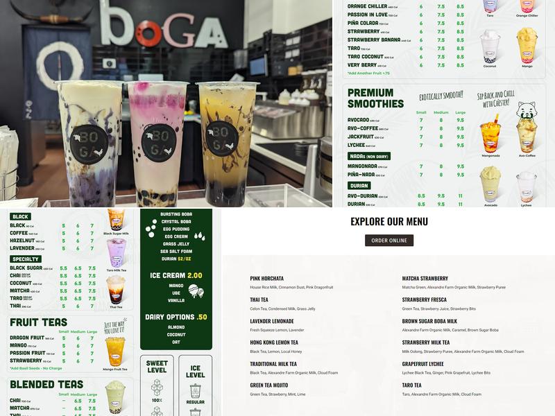 BOGA Menu
