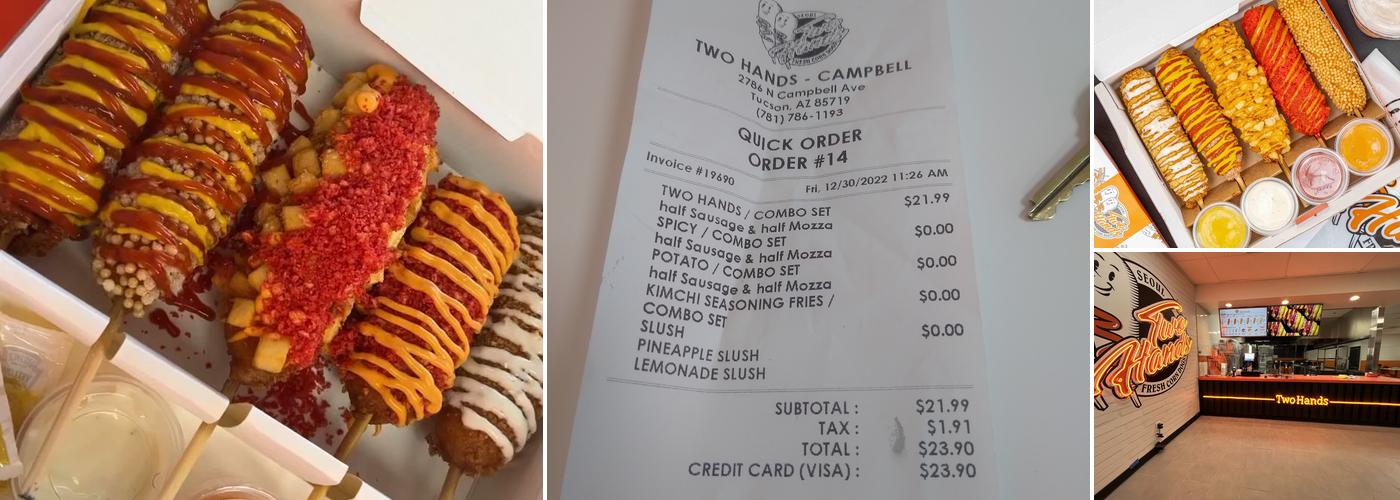 Two Hands Corn Dog Menu