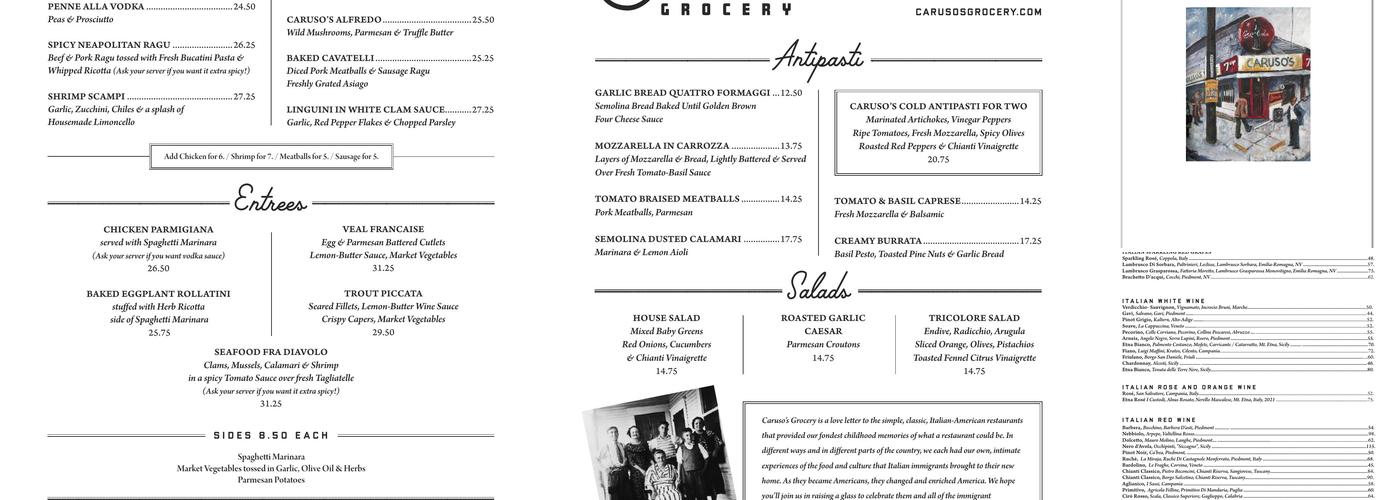 Caruso's Grocery - Pike & Rose Menu
