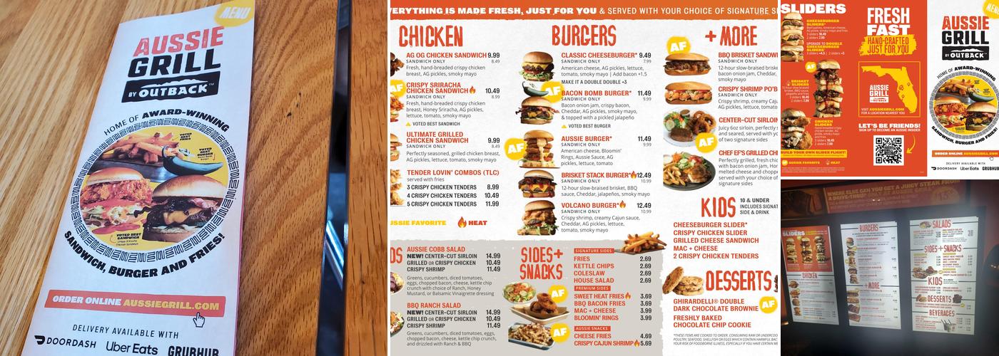 Aussie Grill Menu