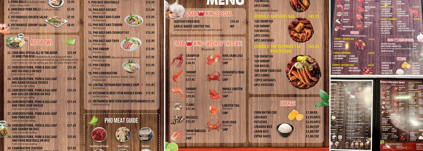Crab King Pholicious Restaurant Menu