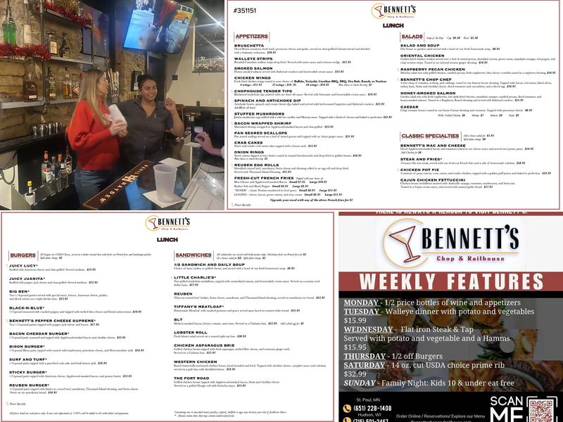 Bennett's Chop & Railhouse - Hudson Menu