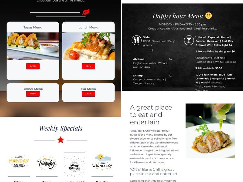 One Bar & Grill Menu