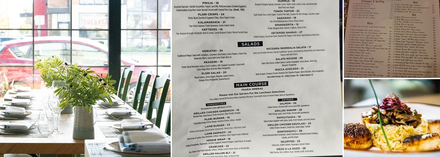 Plori Restaurant Menu