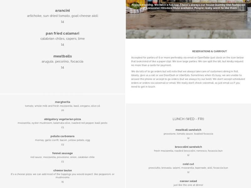 Please Louise Hillsdale Menu