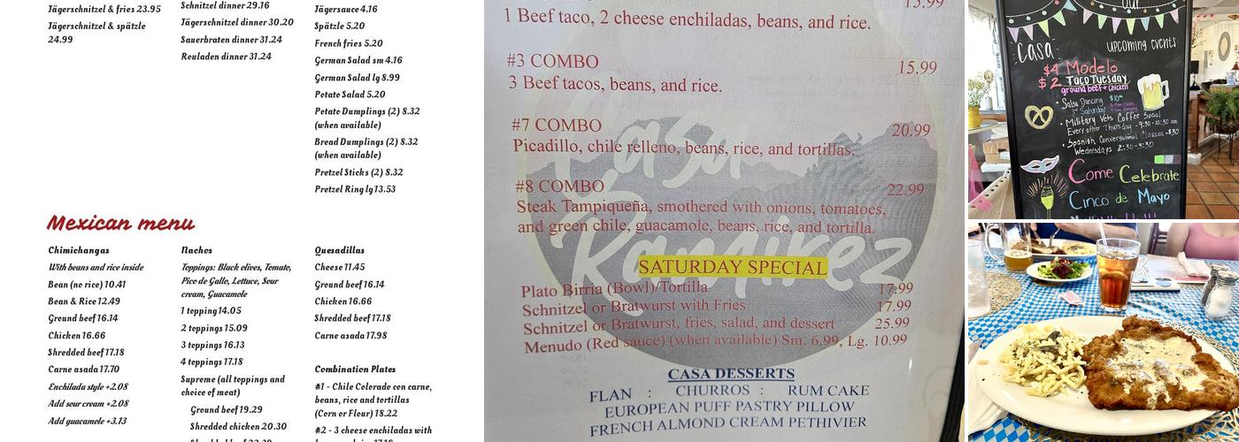 Casa Ramirez Menu