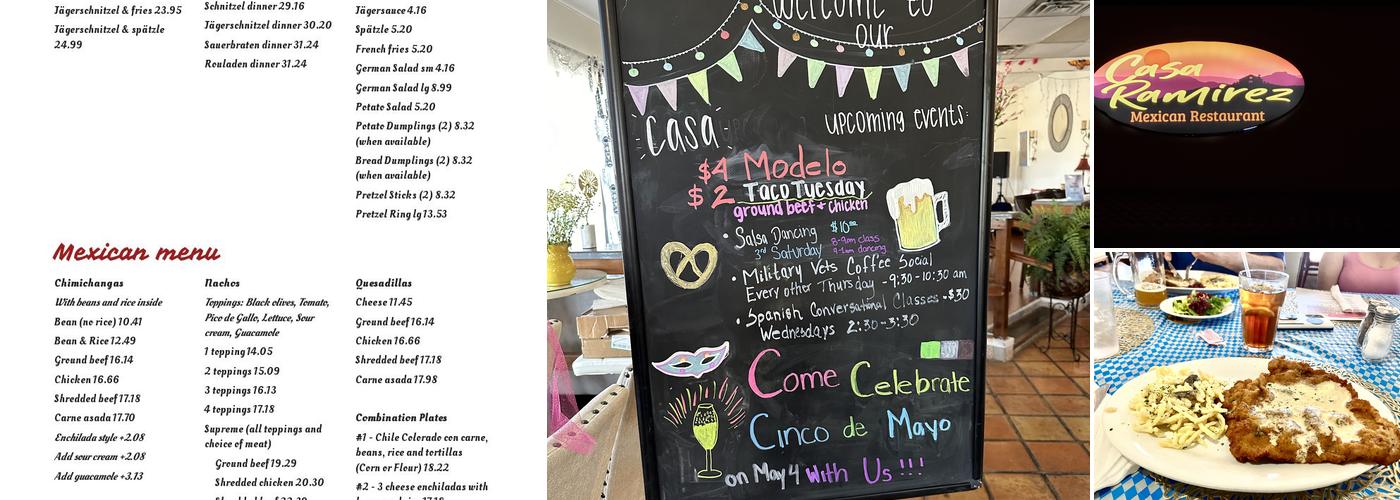 Casa Ramirez Menu