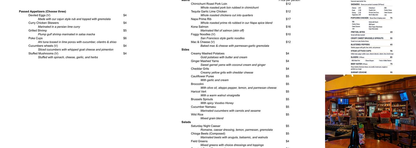 Discovery Bar & Kitchen Menu