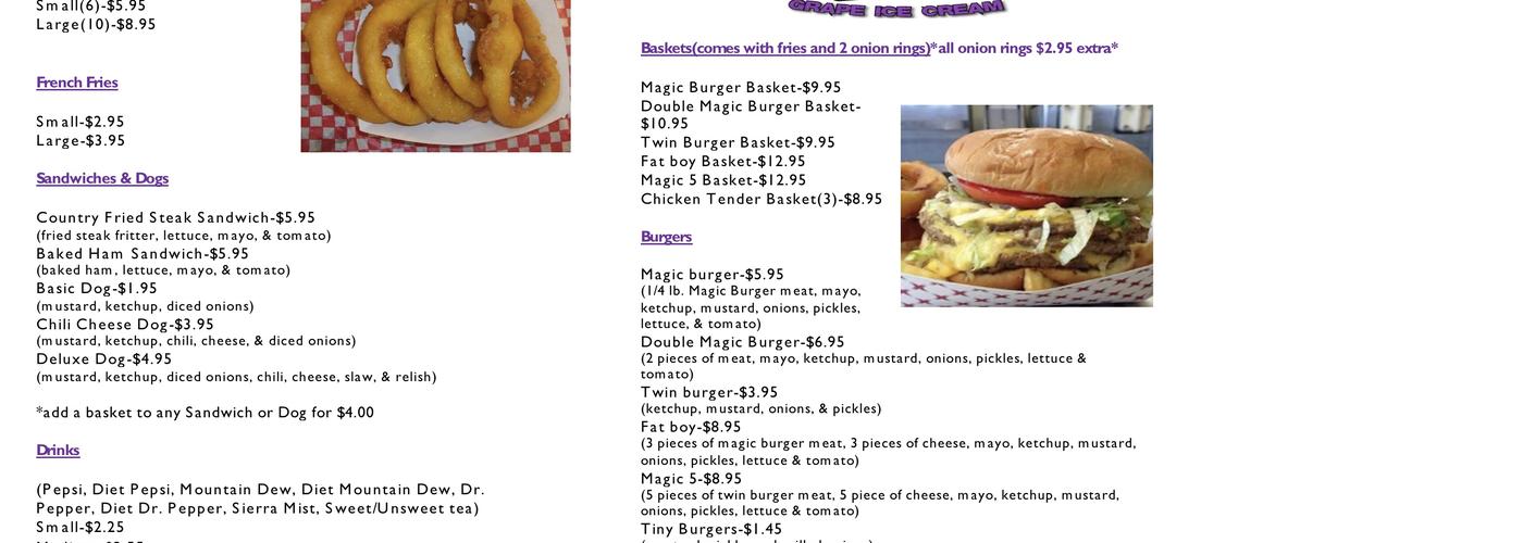 Magic Burger Menu