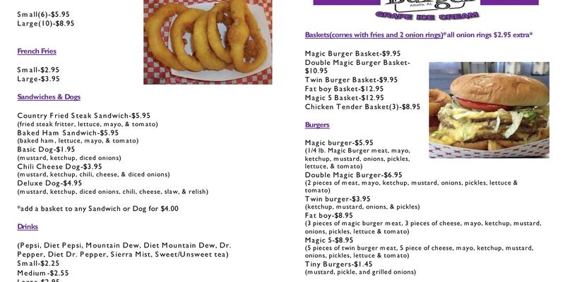 Magic Burger Menu
