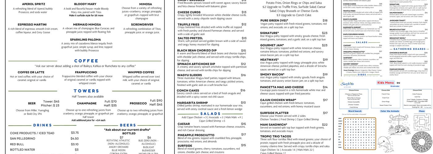 Surfside Kitchen Menu