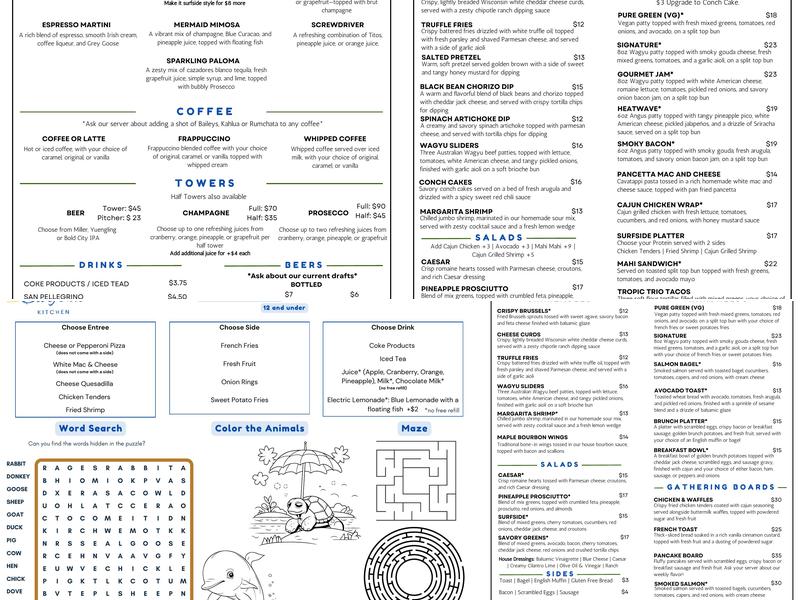 Surfside Kitchen Menu