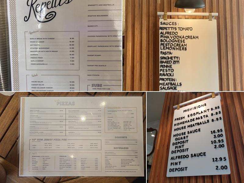 Repetti's Pizza and Provisions Menu