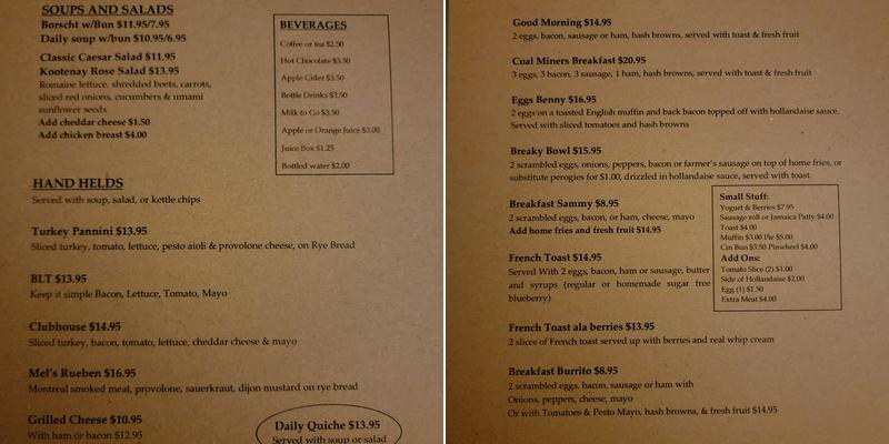 Mel's Kitchen Menu
