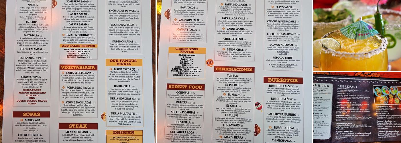Senor Chile Cafe Menu