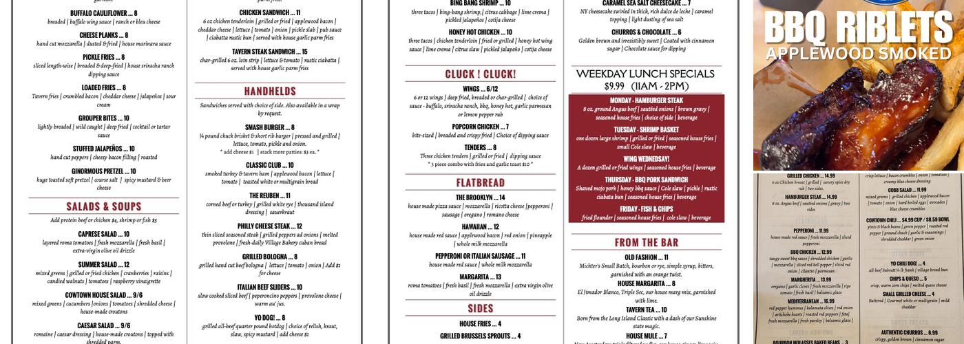Cowtown Tavern Menu