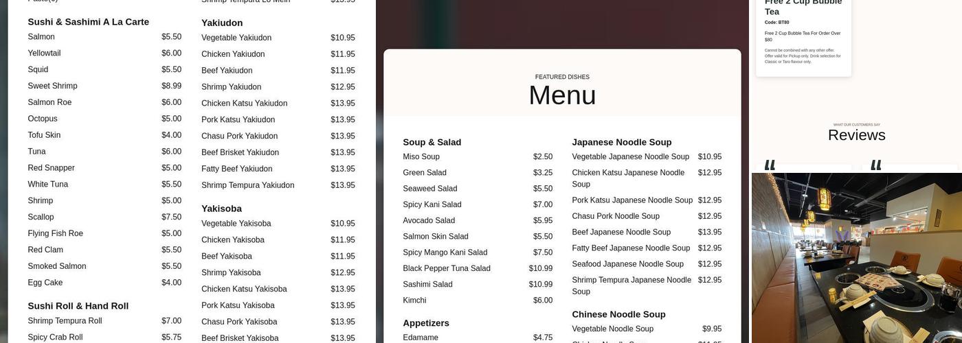YI Hot Pot & Sushi & BBQ Menu