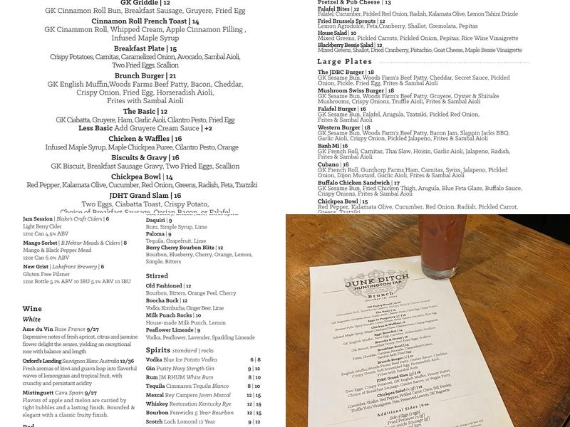 Junk Ditch Huntington Taproom Menu